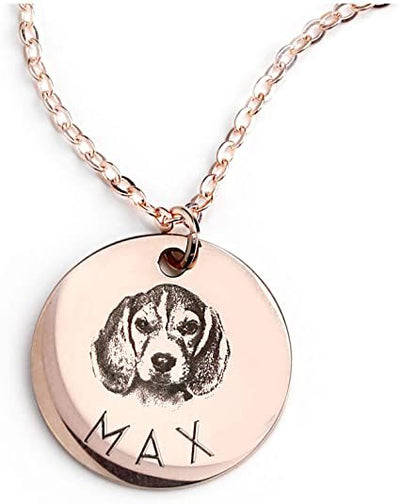 Personalized Pet Photo Disc Necklace Ladies Kitten Name Pendant Necklace Custom Animal Stainless Steel Necklace Jewelry