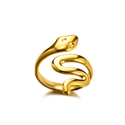 Titanium Steel No Fading 18K Gold Snake Ring