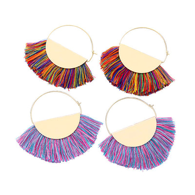 Ethnic Style Circle Handmade Creative Tassel Earrings