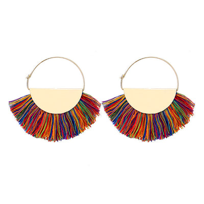 Ethnic Style Circle Handmade Creative Tassel Earrings