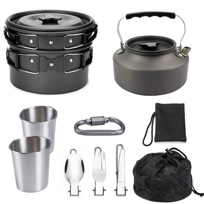 Outdoor Portable Cookware Mess Kit Camping Hiking Picnic