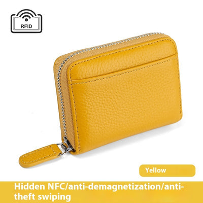 2024 RFID Genuine Leather Card Wallet Men Women Purse With Coin Pocket Zipper Credit Card Holder Small Wallets Bags