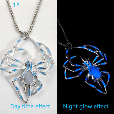 Halloween Creative Stereo Luminous Spider Necklace Jewerly Glowing Night Fluorescence Antique Vintage Glow In The Dark For Men Women Gift Party Halloween Day Club