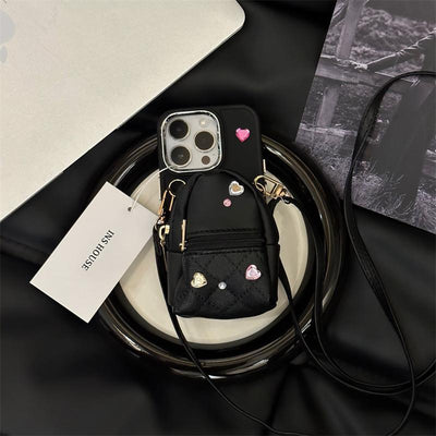 Crossbody Wallet Phone Case For ApplePhone Cute Light Luxury Bag Phone Case With Removable Shoulder Strap