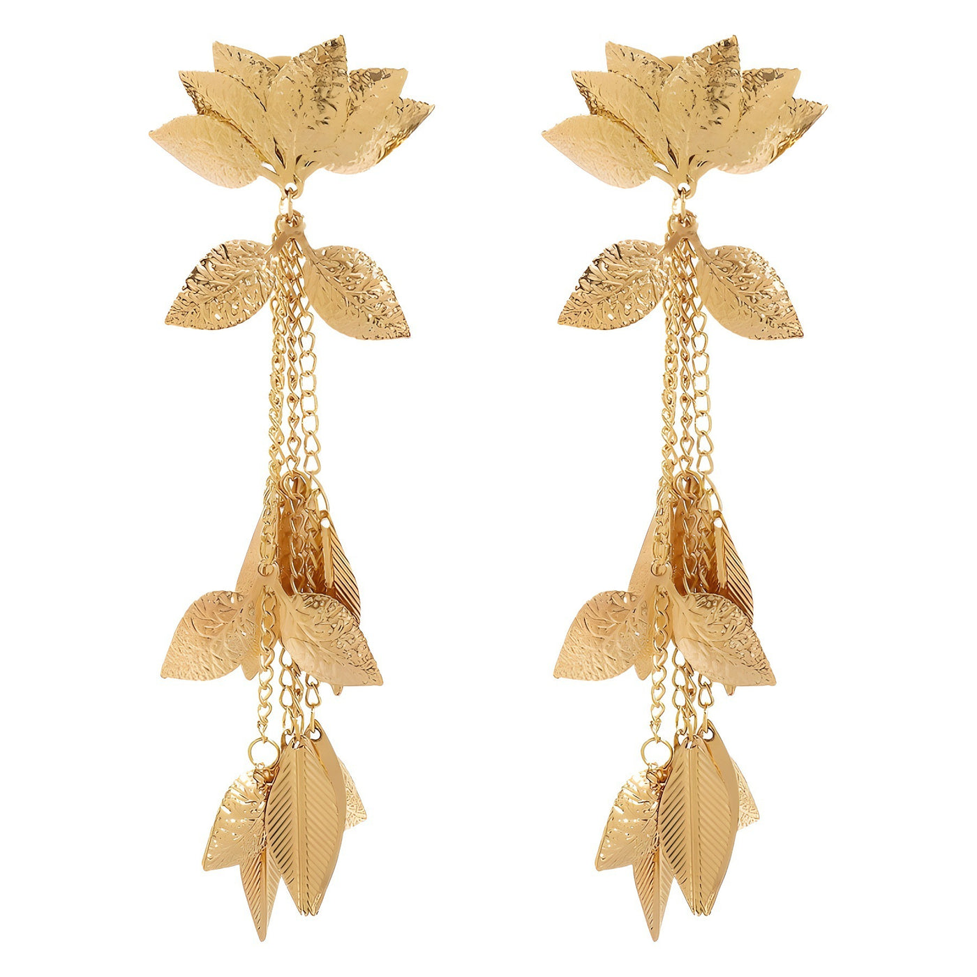 Tassel Metal Lotus Exaggerated Earrings