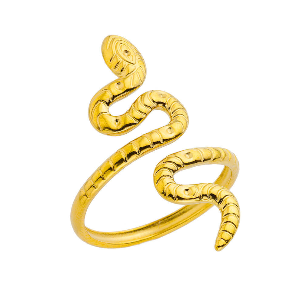 Titanium Steel No Fading 18K Gold Snake Ring