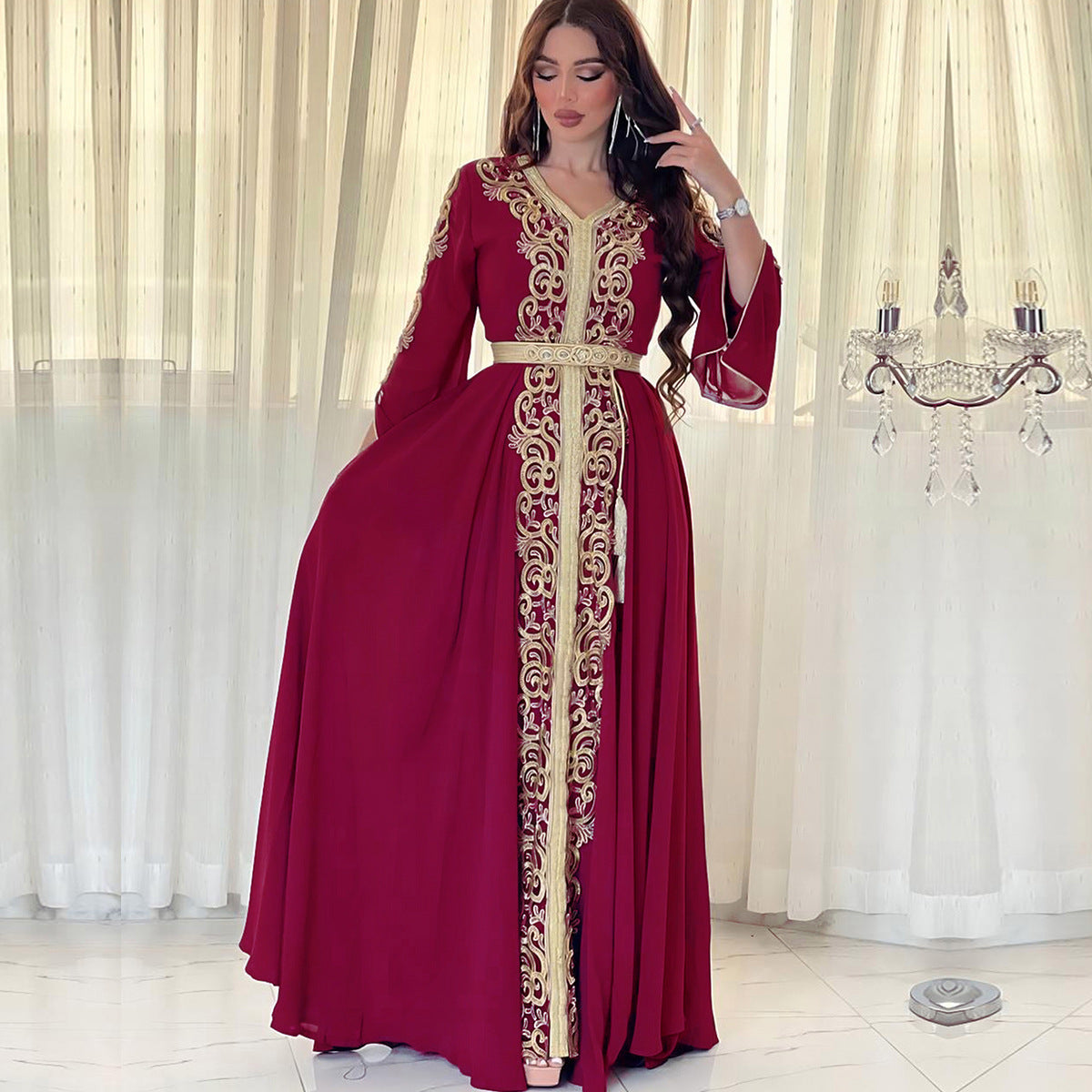 3737 Guerbang Arab Dubai Foreign Trade Embroidery Applique Dress