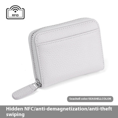 2024 RFID Genuine Leather Card Wallet Men Women Purse With Coin Pocket Zipper Credit Card Holder Small Wallets Bags