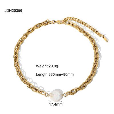 Fashion Stainless Steel Pearl Necklace Zircon