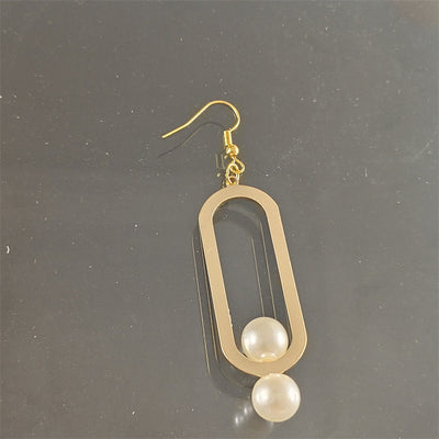 Elegant Fashion Metal Earrings Pearl Simple