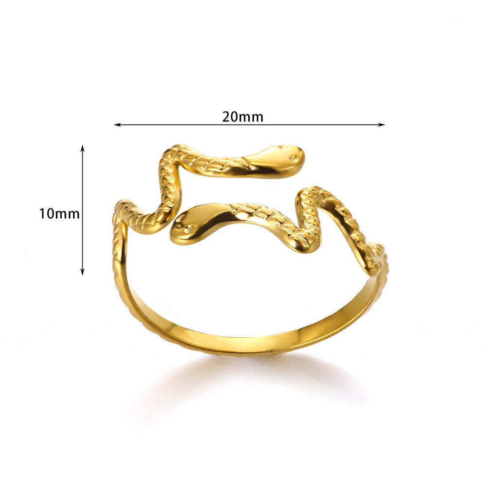 Titanium Steel No Fading 18K Gold Snake Ring