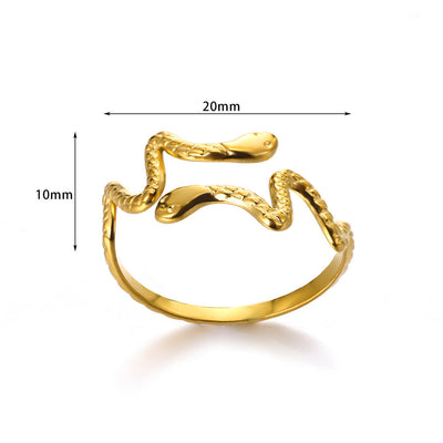 Titanium Steel No Fading 18K Gold Snake Ring