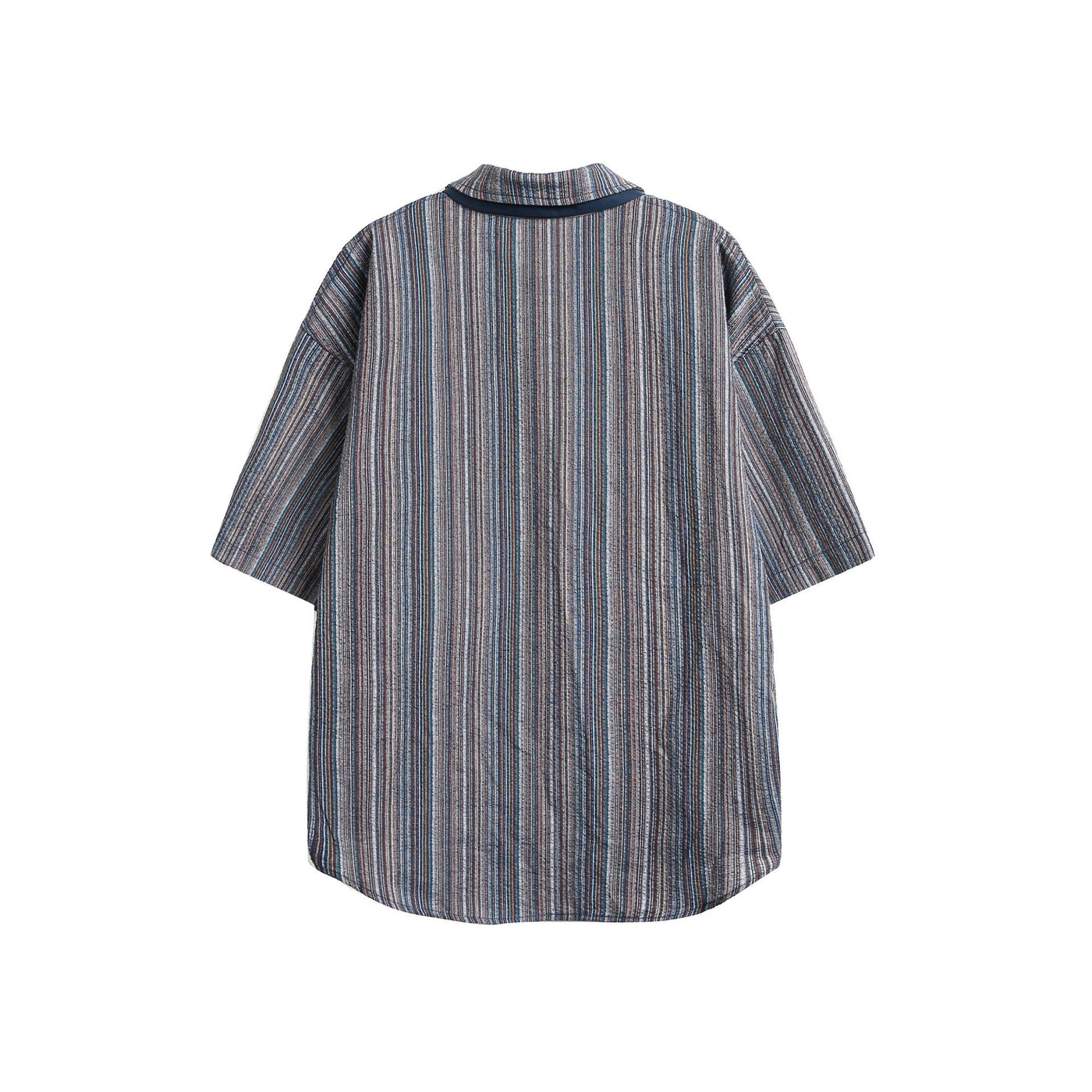 Japanese-style Retro Vertical Striped Casual Short-sleeved Shirt Men