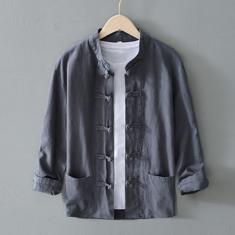 Linen Tang Suit Men's Youth Jacket Tea Suit Chinese Casual Jacket