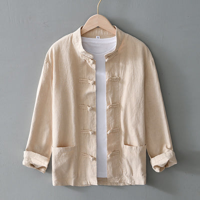 Linen Tang Suit Men's Youth Jacket Tea Suit Chinese Casual Jacket