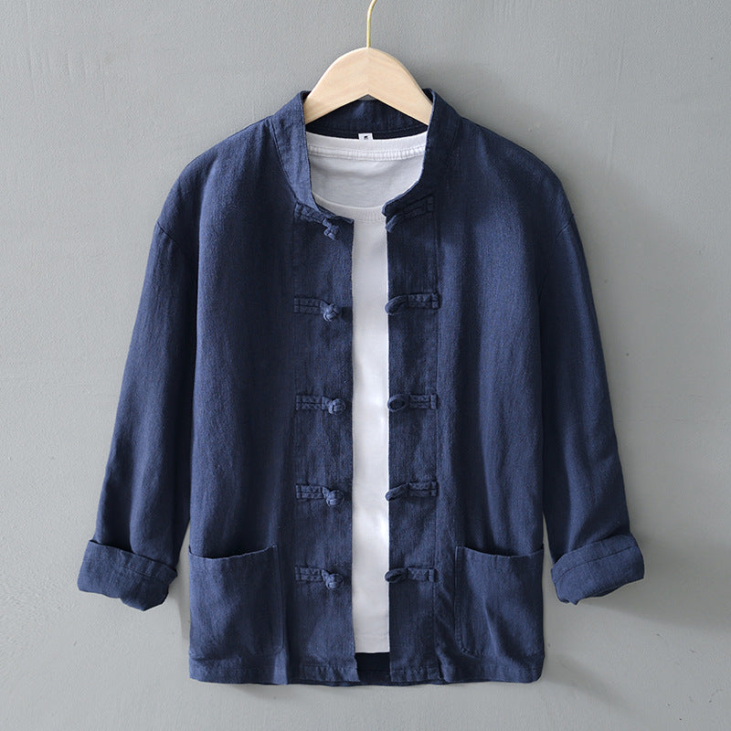 Linen Tang Suit Men's Youth Jacket Tea Suit Chinese Casual Jacket