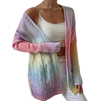 Plus Size Women's Knitted Gradient Trend Fashion Cardigan