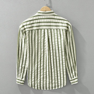 Japanese Style Stripe Long Sleeve Shirt Men