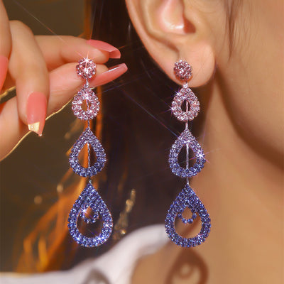 Fashion Rhinestone Long Earrings For Women