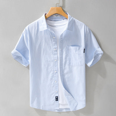 Summer Menswear Striped Minimalist Short Sleeve Shirt