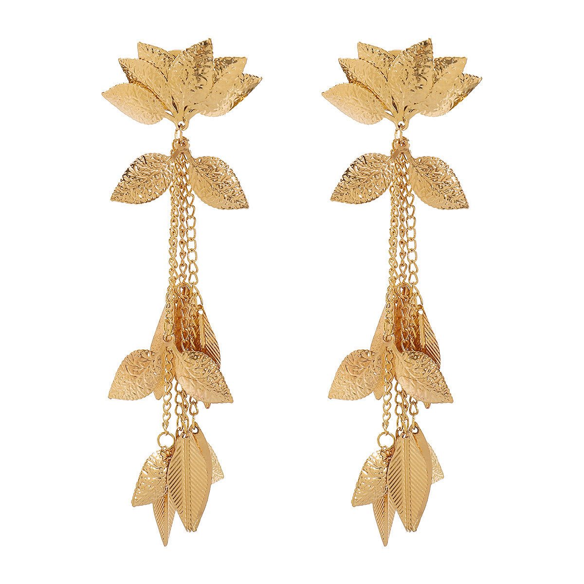 Tassel Metal Lotus Exaggerated Earrings