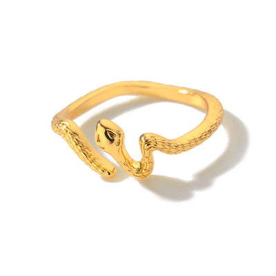 Titanium Steel No Fading 18K Gold Snake Ring