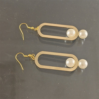 Elegant Fashion Metal Earrings Pearl Simple