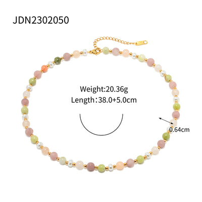 Fashion Stainless Steel Pearl Necklace Zircon